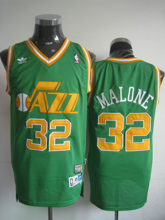 Utah Jazz Malone Green Yellow White Jersey